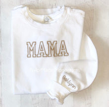 Load image into Gallery viewer, MAMA/Grandparent Comfort Colors Crewneck Sweatshirt w/ sleeve name/names.