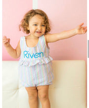 Load image into Gallery viewer, Girls Seersucker Romper