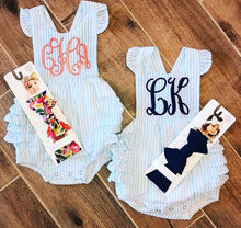 Load image into Gallery viewer, Seersucker Sunsuit