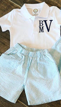 Load image into Gallery viewer, Boys Seersucker Shorts & White Polo