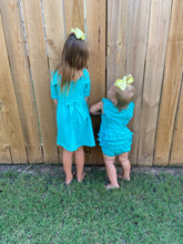 Load image into Gallery viewer, RuffleButts Turquoise Twirl Dress