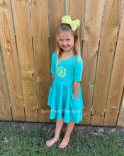 Load image into Gallery viewer, RuffleButts Turquoise Twirl Dress