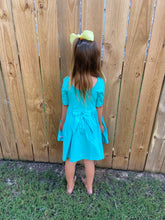 Load image into Gallery viewer, RuffleButts Turquoise Twirl Dress