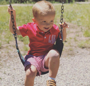 Red Gingham Shorts & Red Polo Set