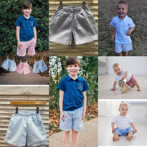 Boys Seersucker/Gingham Shorts w/ MONOGRAM