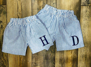 Boys Seersucker/Gingham Shorts w/ MONOGRAM