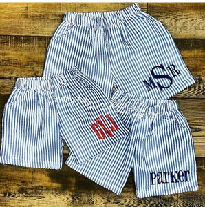 Boys Seersucker/Gingham Shorts w/ MONOGRAM