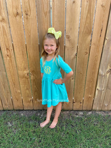 RuffleButts Turquoise Twirl Dress