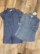 Load image into Gallery viewer, SALE CHAMBRAY ELLIEO 4T Romper
