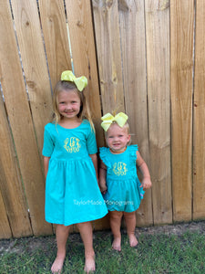 RuffleButts Turquoise Twirl Dress