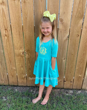 Load image into Gallery viewer, RuffleButts Turquoise Twirl Dress
